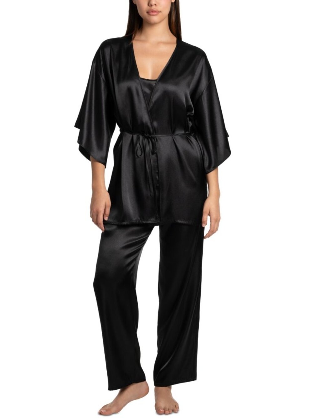Linea Donatella Women's 3-Pc. Satin Fringe Sleep Set Size S